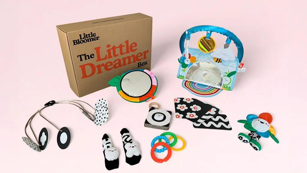 Ersteltern können ihre Sorgen mit den Little Bloomer Entwicklungsspielboxen lindern.