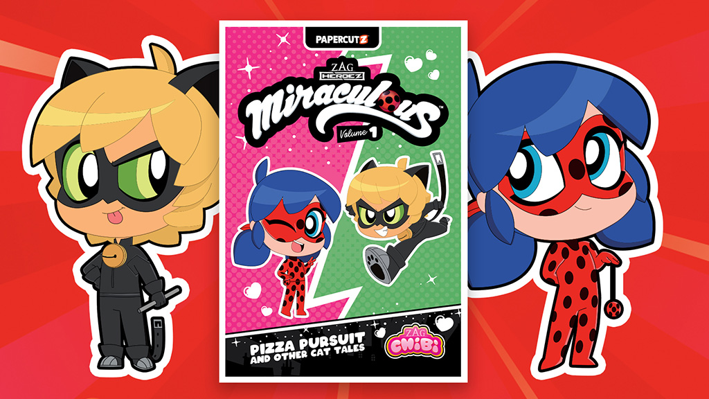 „Miraculous Chibi” Comic, das die Pariser Superhelden in gedruckter Form bringt