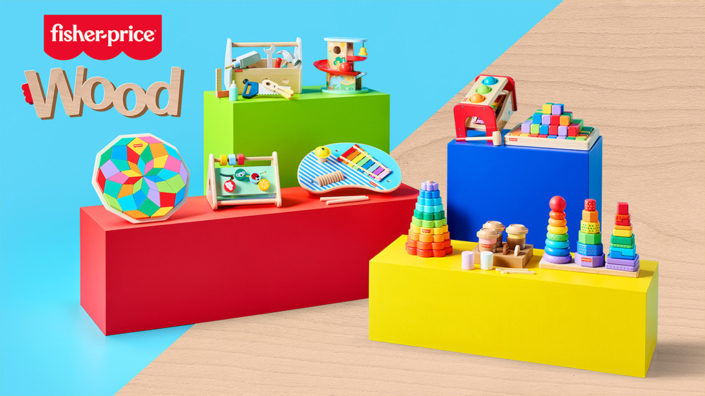 Die neue Fisher-Price Holzspielzeugkollektion ist bunt und unterhaltsam