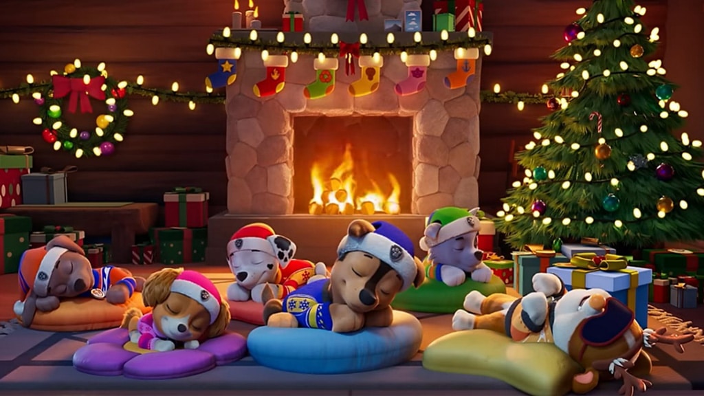 Das Paw Patrol Kaminvideo schafft eine gemütliche Atmosphäre an kalten Winterabenden.