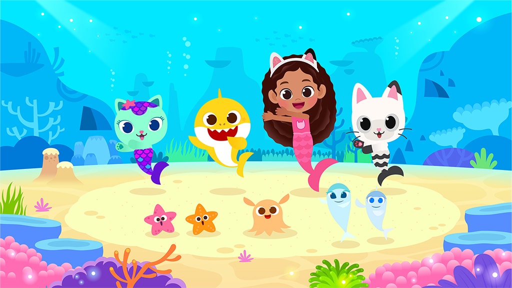 Die Charaktere von Baby Shark und Gabis Puppenhaus vereinen sich in einem neuen Jubiläumsmusikvideo.