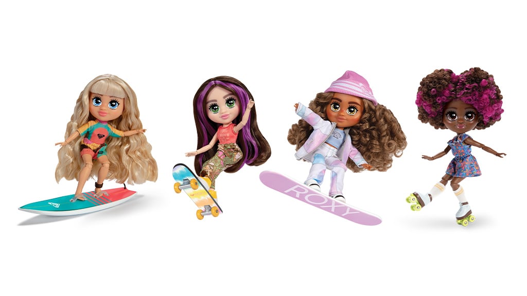 Skate, surfe und gleite mit den neuen sportlichen und stylischen Roxy-Puppen!
