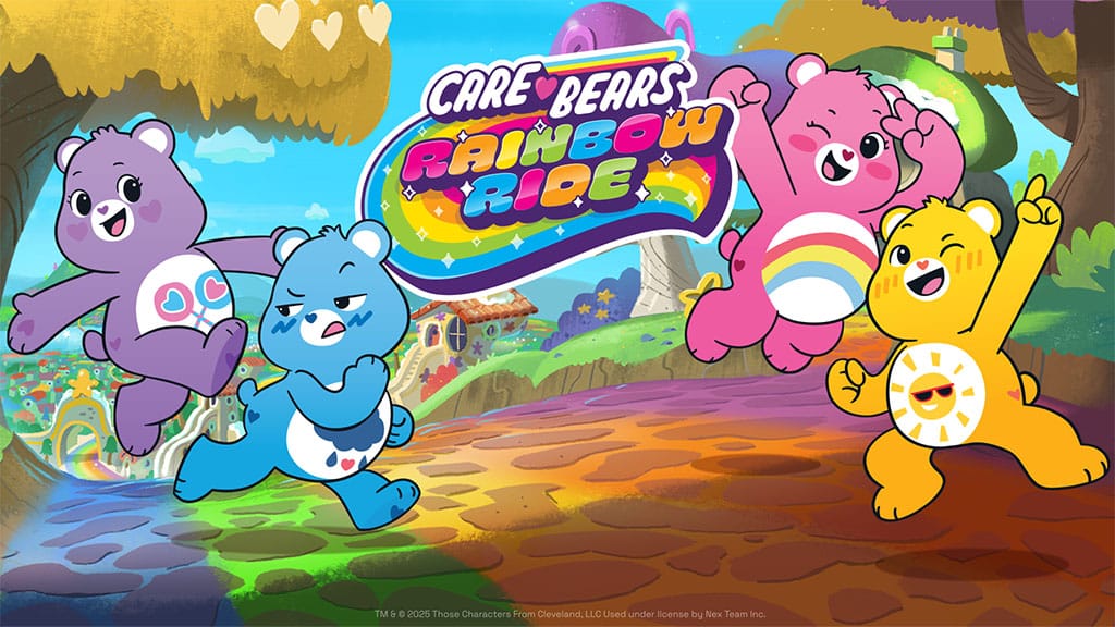 Verbreite die Liebe und bewege dich mit dem Glücksbärchis Regenbogen-Rennen-Spiel auf dem Nex Playground!