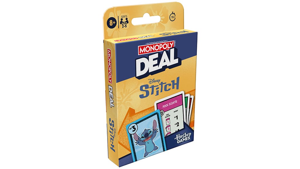Ein kleiner außerirdischer Streich ist in die Monopoly Deal: Disney Stitch Edition geraten