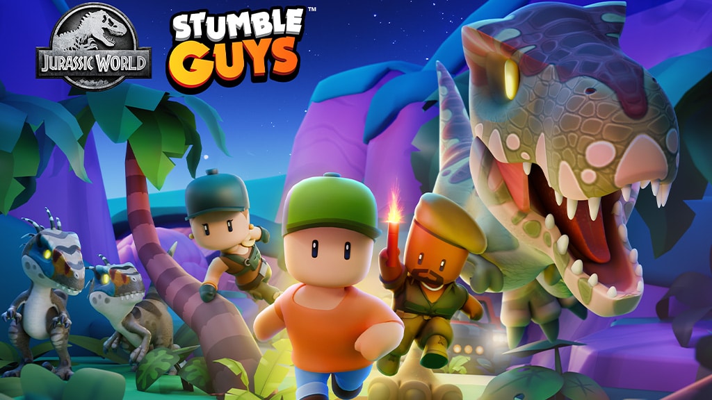 Stumble Guys vereint Jurassic World mit festlichem Zauber.