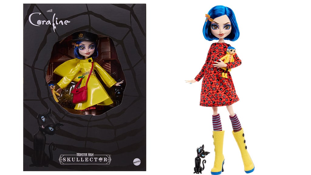 Die Monster High Coraline Skullector Puppe ist als Knopf besonders niedlich.