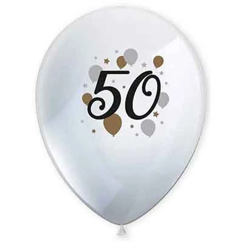 "50" Jahre gemusterte Latexballons 6er-Set