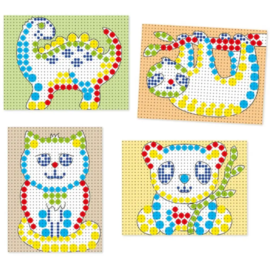 Quercetti: Bunte Steckmosaik-Set mit Tieren, 150 Stück kép 2