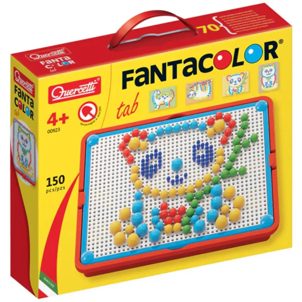 Quercetti: Bunte Steckmosaik-Set mit Tieren, 150 Stück