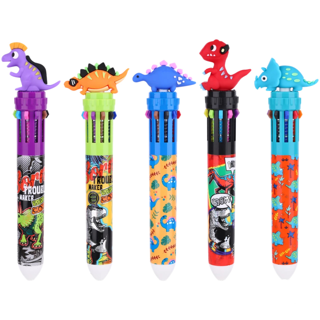 Nebulo: Kugelschreiber mit 10 Farben, Baby-Dino-Design, verschiedene Ausführungen, 1 Stück