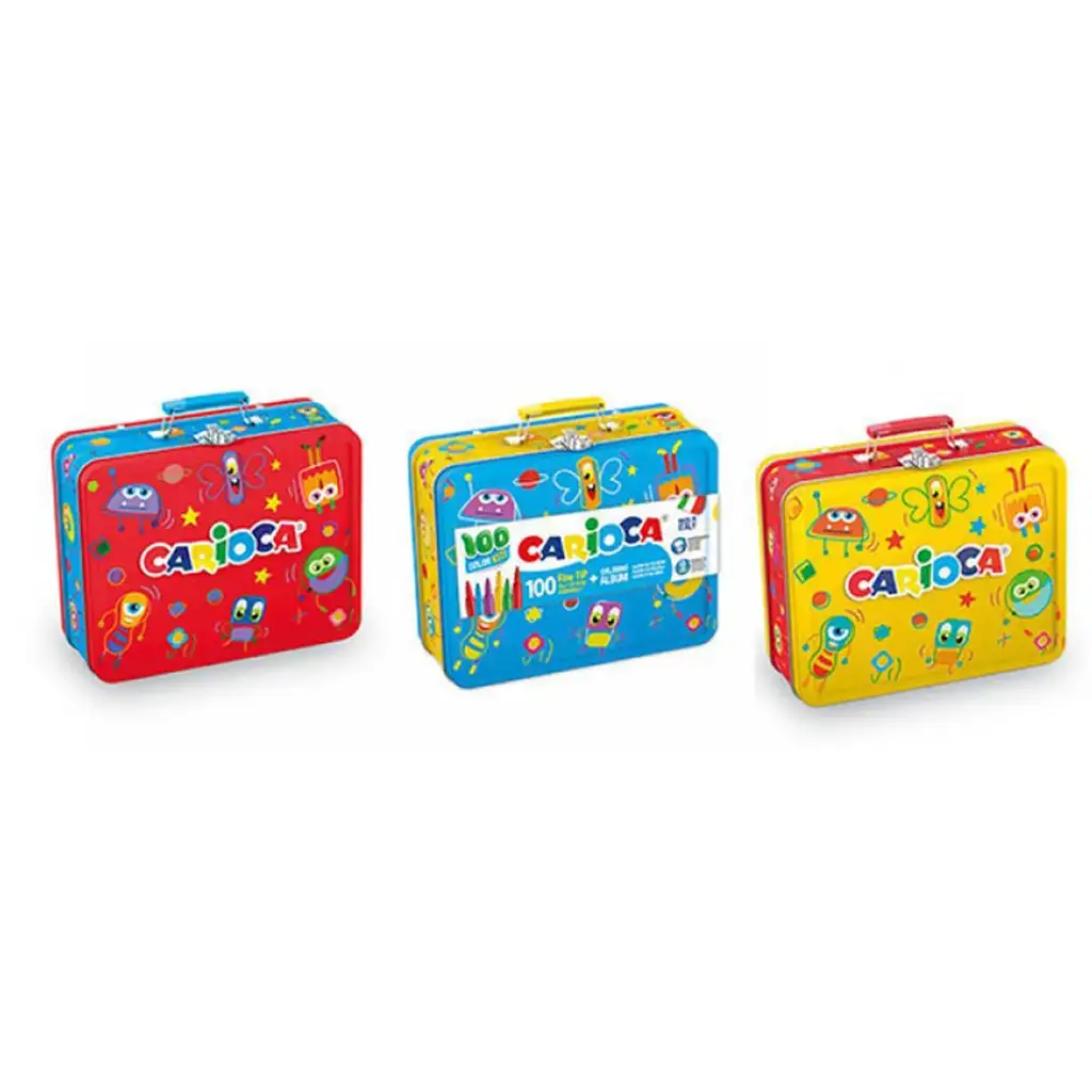 100-teiliger Filzstift-Set in Metalldose mit Malbuch - Carioca kép 2