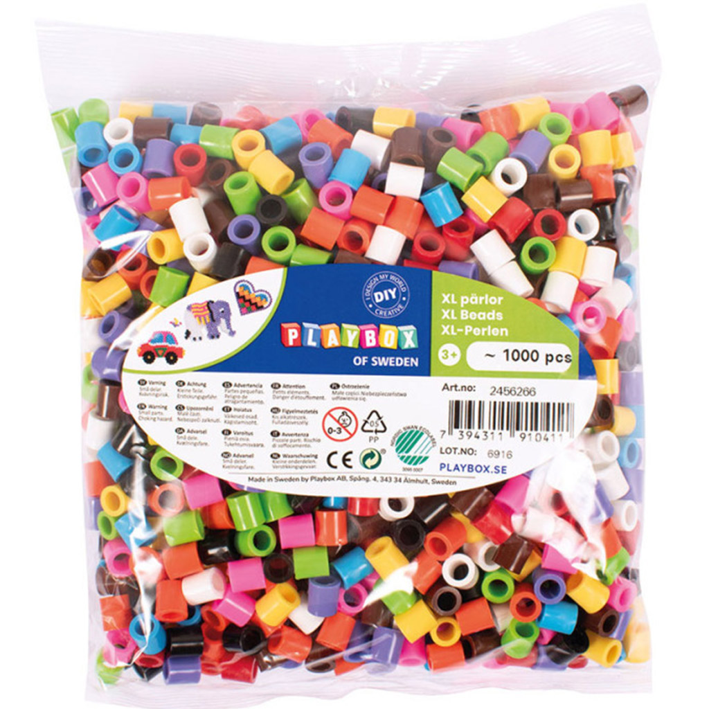 PlayBox: 9 mm XL MIDI bunte Bügelperlen, 1000er Packung