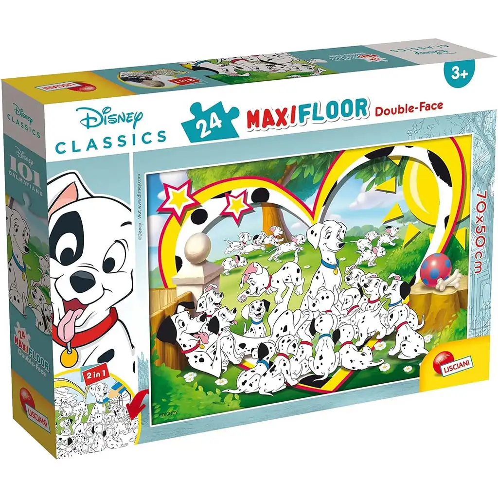 Disney 101 Dalmatiner 2-in-1 Maxi Puzzle mit 24 Teilen und Malset 70x50cm - Lisciani