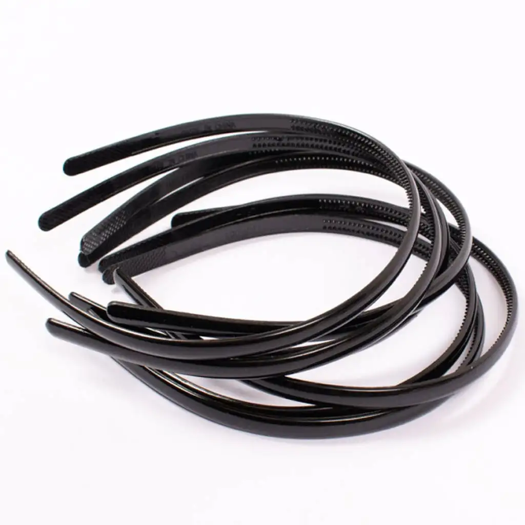 10er-Set schwarze Haarbänder 8mm