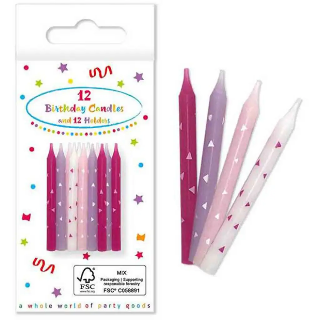 12 rosa Geburtstagskerzen