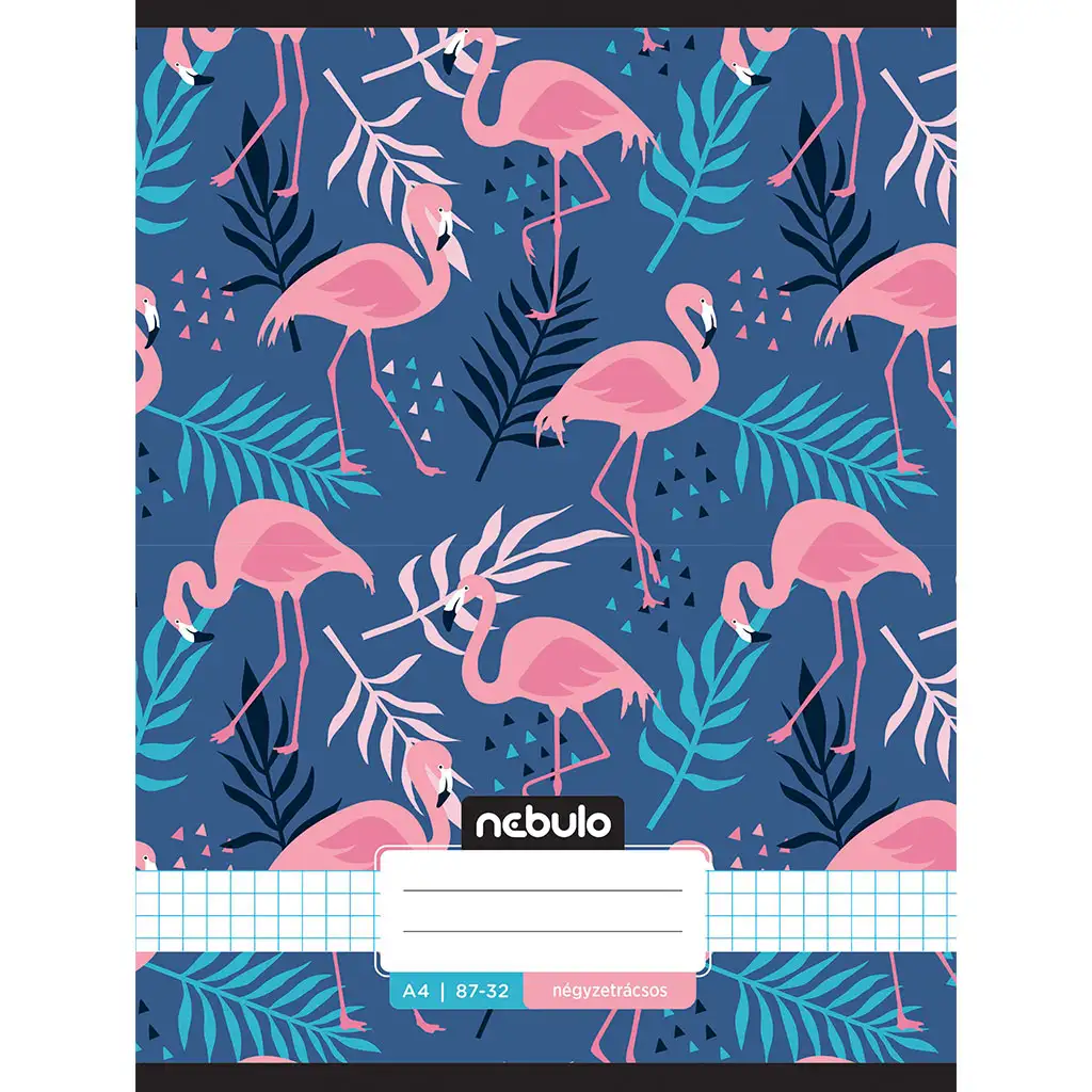 Nebulo: Geheftetes kariertes Heft mit Flamingo-Muster 87-32 A/4
