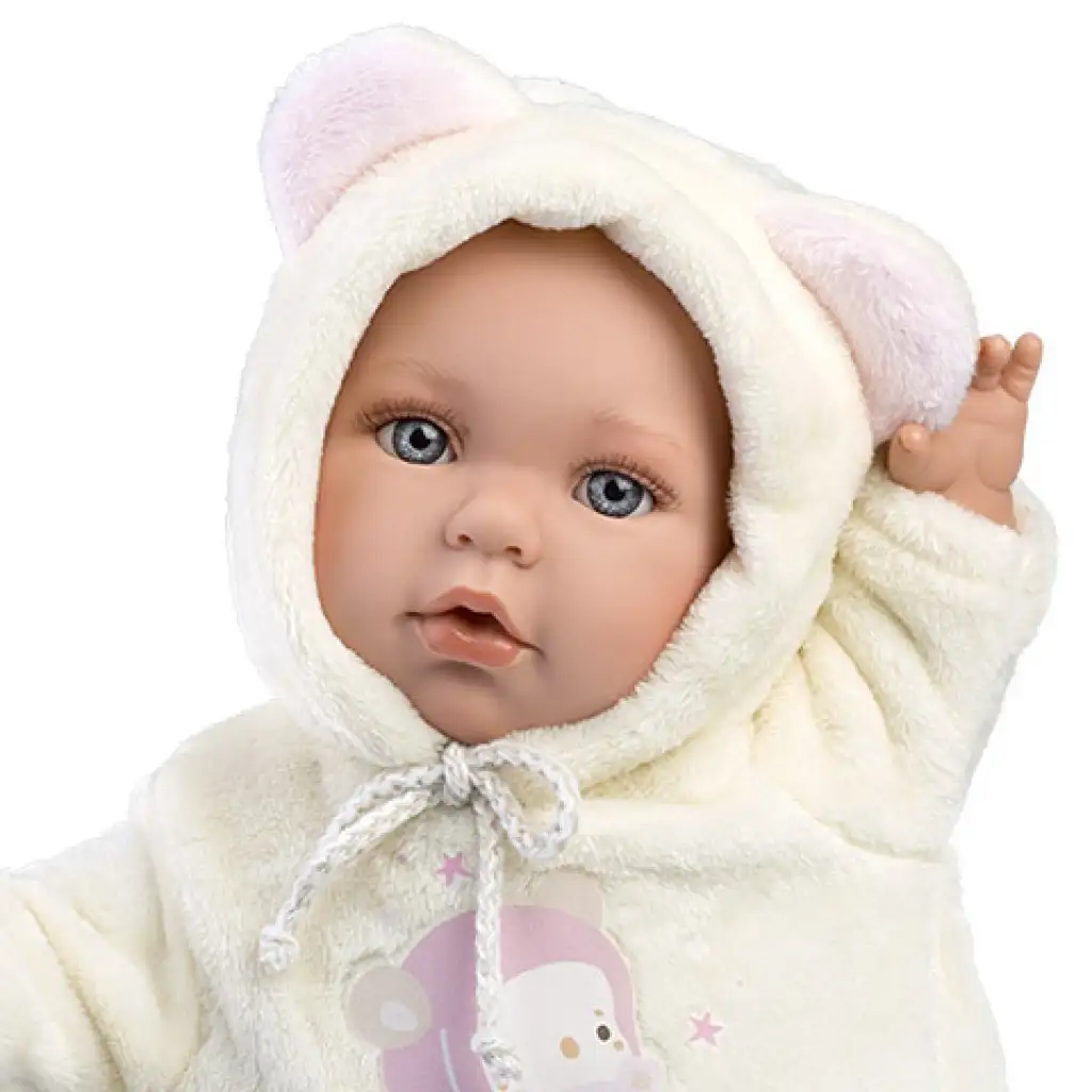 Llorens: Julia Puppe in einem Strampler mit Bärenohren und Schnuller, 42 cm kép 3