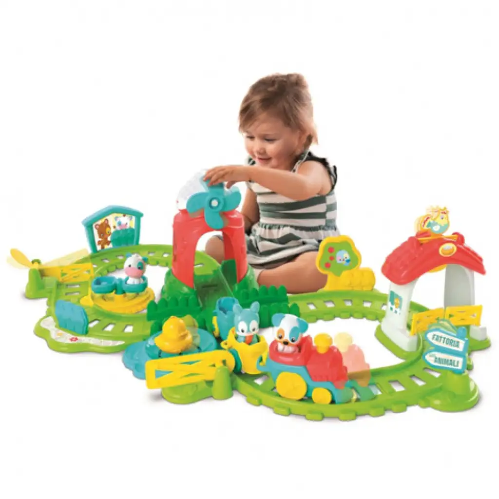 Interaktiver bunter Baby-Zug-Set mit Bauernhof-Zubehör kép 3