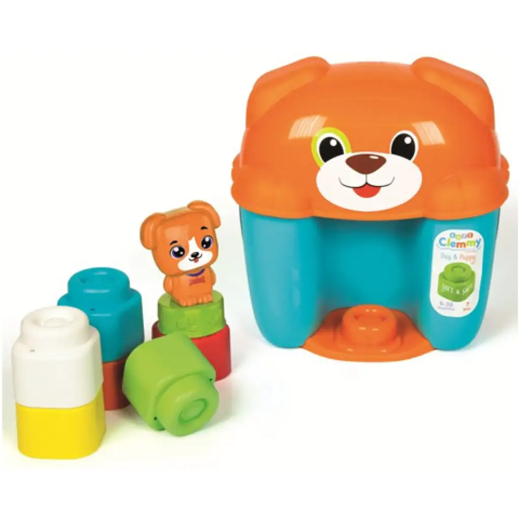 Clemmy brauner Hund weiches Bauspiel-Set in Aufbewahrungsbox - Clementoni kép 2