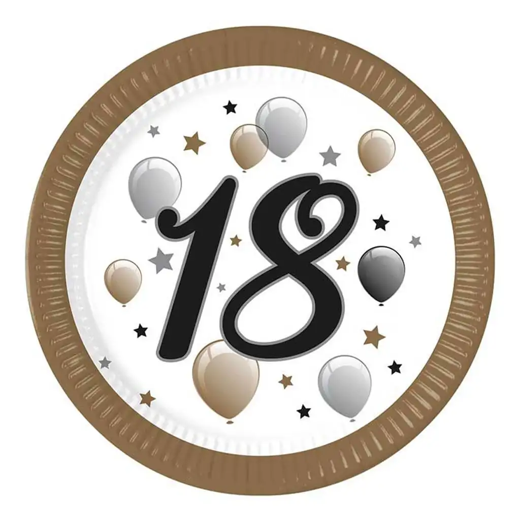 "18" Jahre bedruckte Pappteller 8er-Set 23cm
