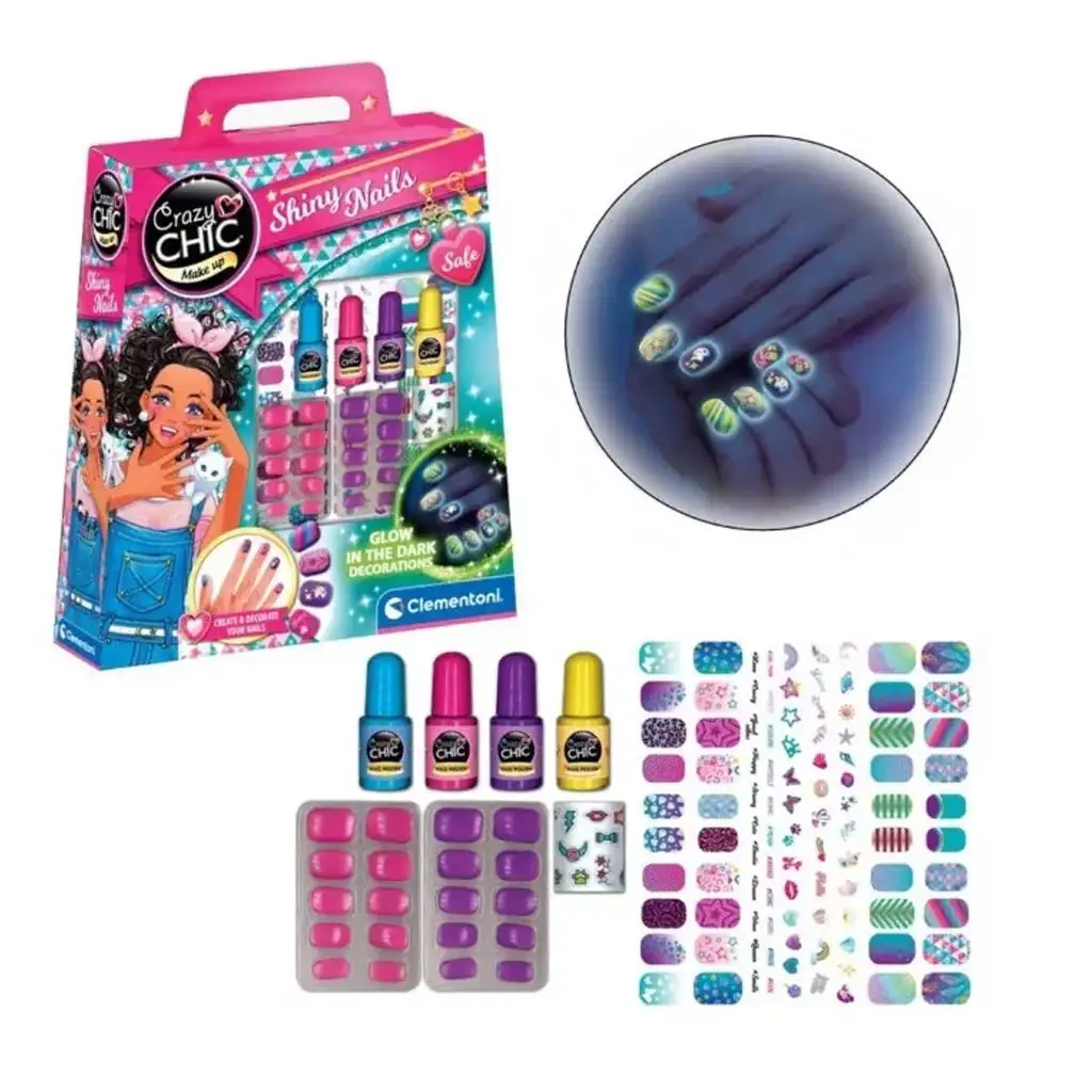 Crazy Chic: Leuchtendes Nageldekorationsset mit Aufklebern und Zubehör - Clementoni kép 2