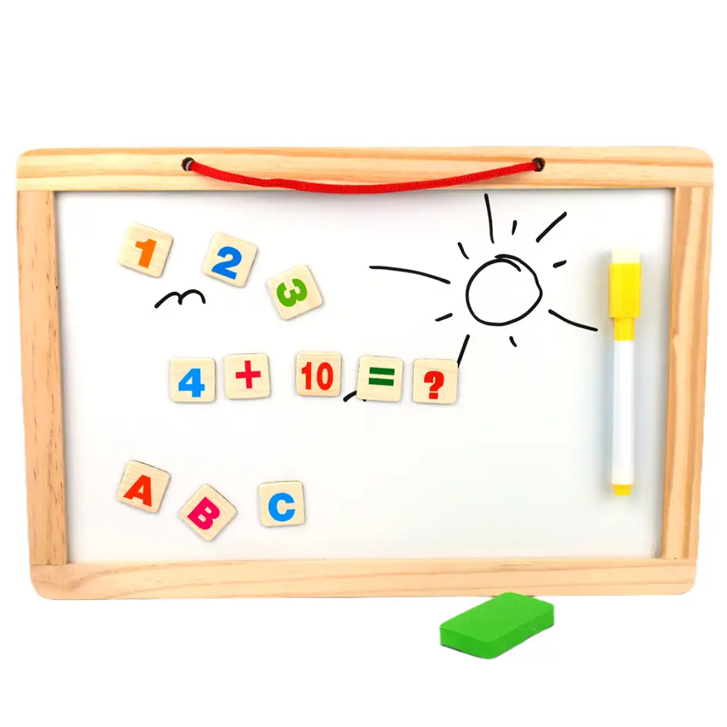 2-in-1 Holz-Magnettafel mit magnetischen Buchstaben, Whiteboard-Marker und Kreide kép 2