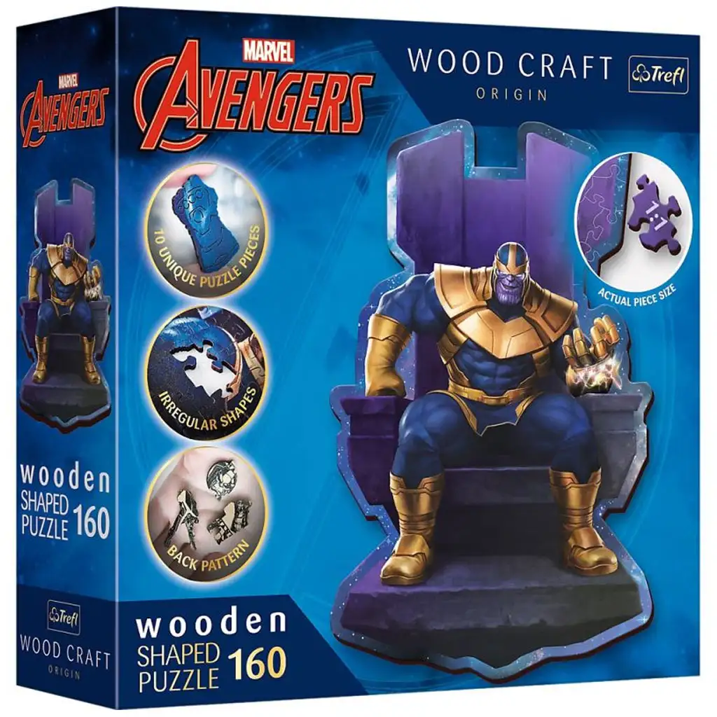 Wood Craft: Marvel Bosszúállók - Thanos a trónon 160 db-os prémium fa puzzle - Trefl kép 1
