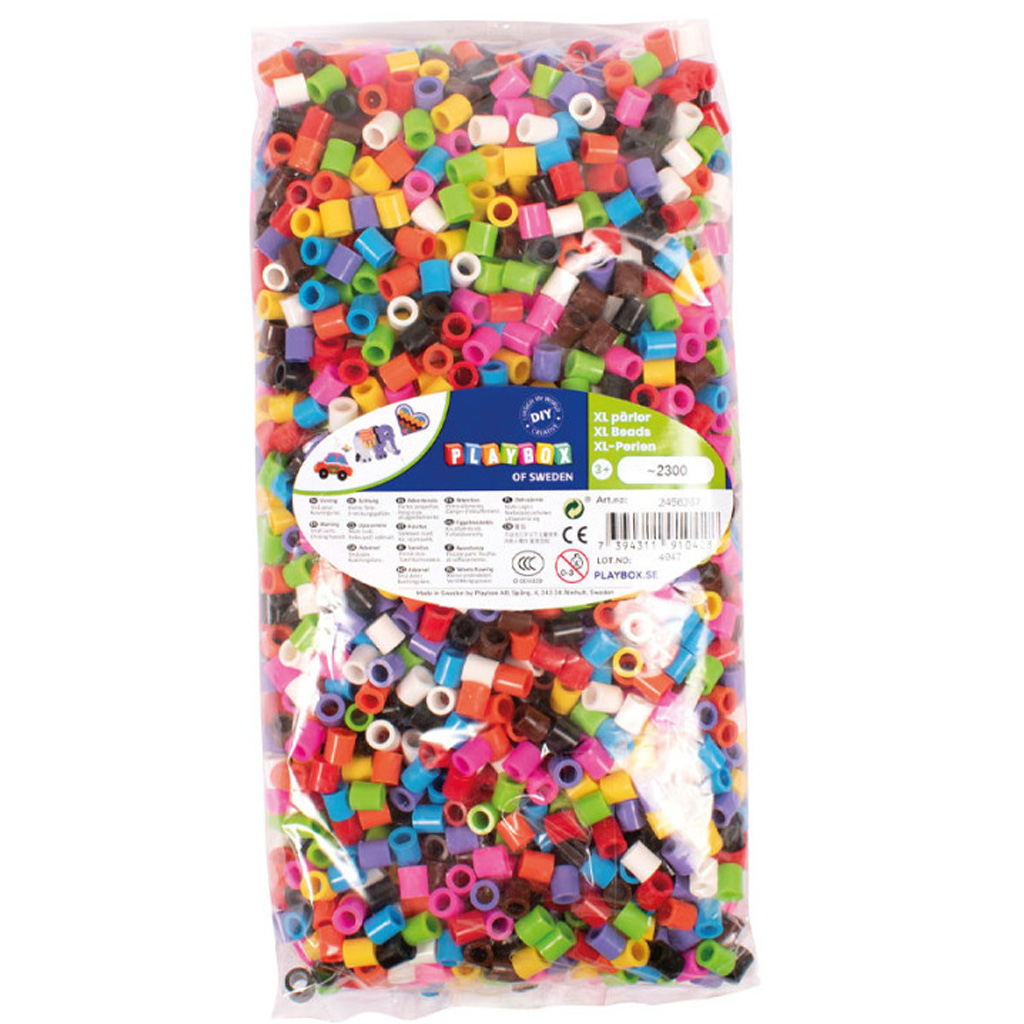 PlayBox: 9 mm XL MIDI bunte bügelbare Perlen, 2300 Stück Packung