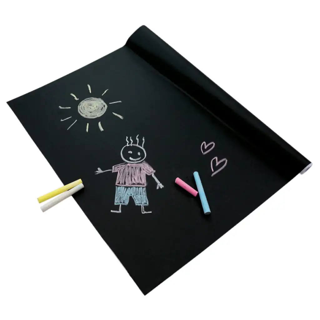 PlayBox: Schwarze Kreidetafelrolle mit bunten Kreiden 200x45cm kép 2