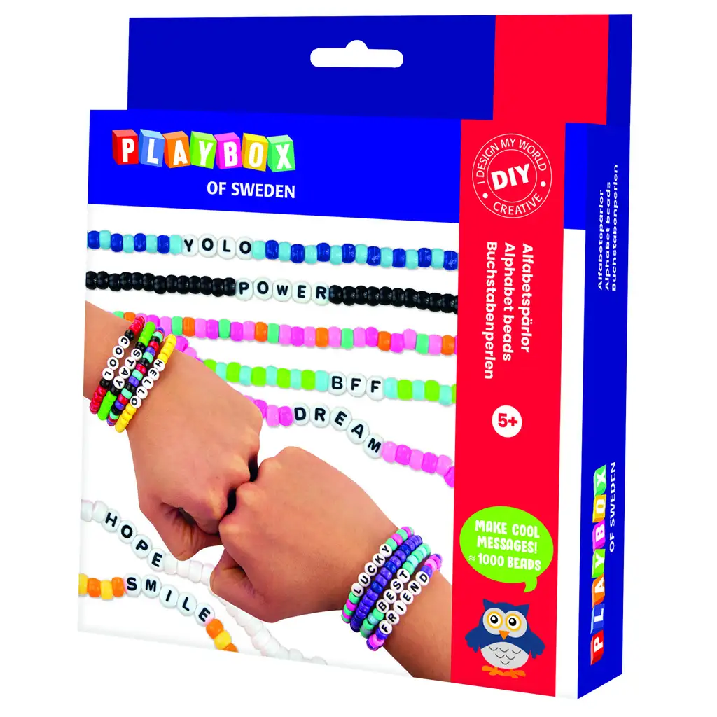 PlayBox: Kreatives Armband-Bastelset mit Buchstaben- und bunten Perlen