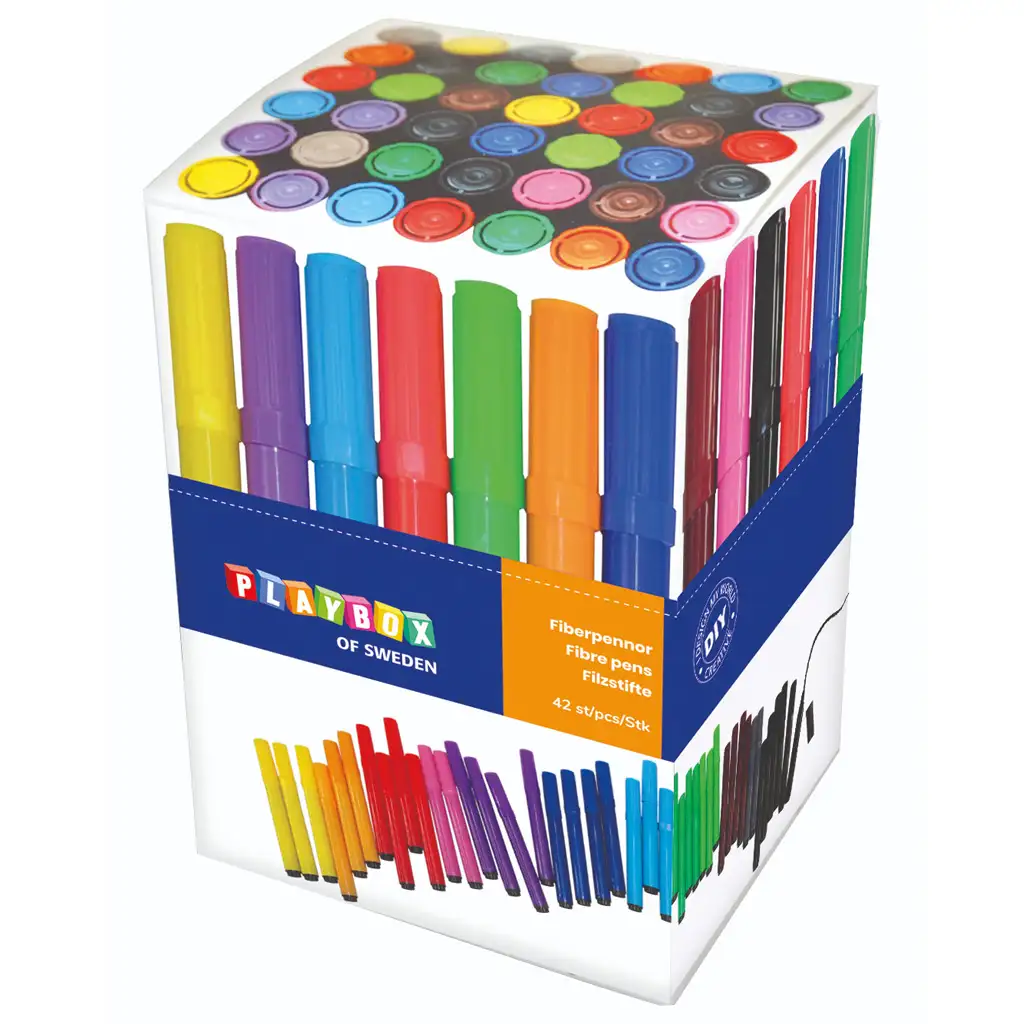 PlayBox: Farbiger 42-teiliger dicker Filzstift-Set