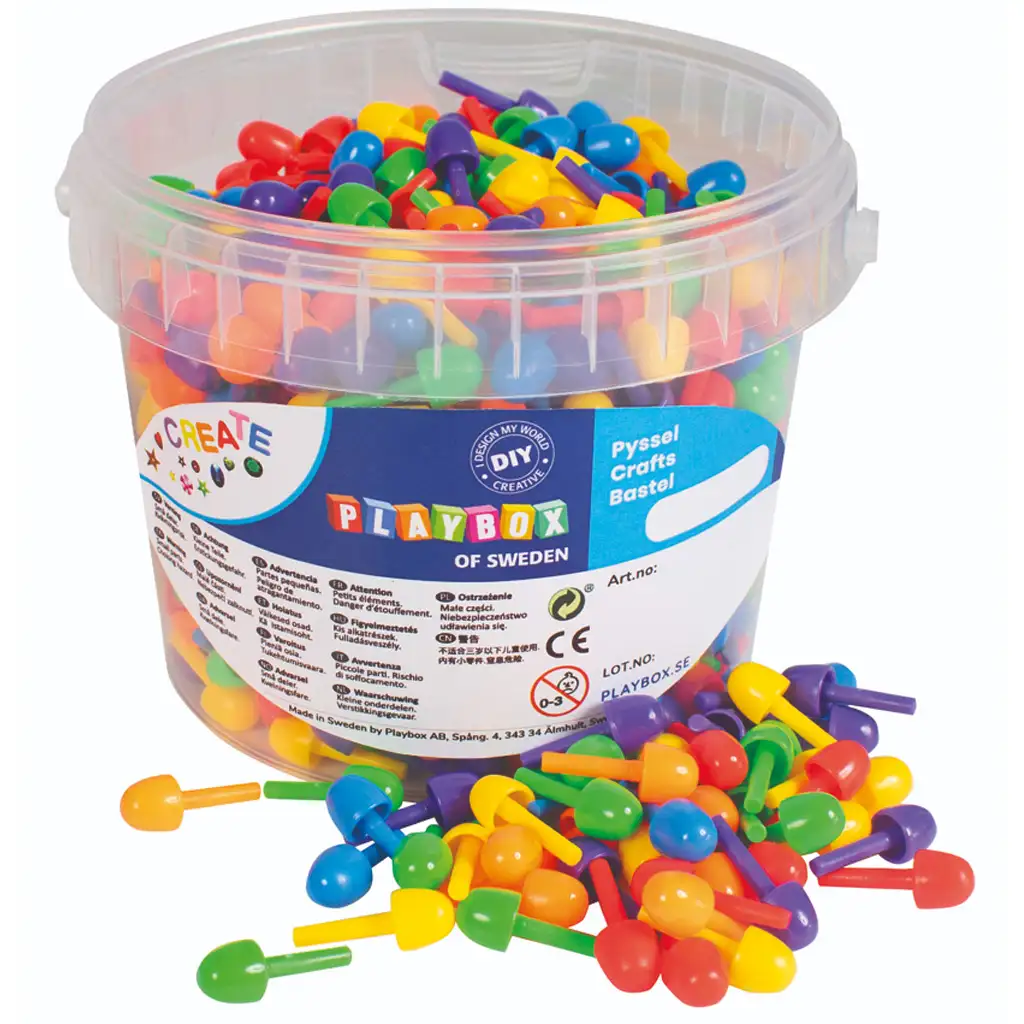 PlayBox: Buntes kleines Mosaik-Set mit 700 Stück in einem Eimer, 1 cm