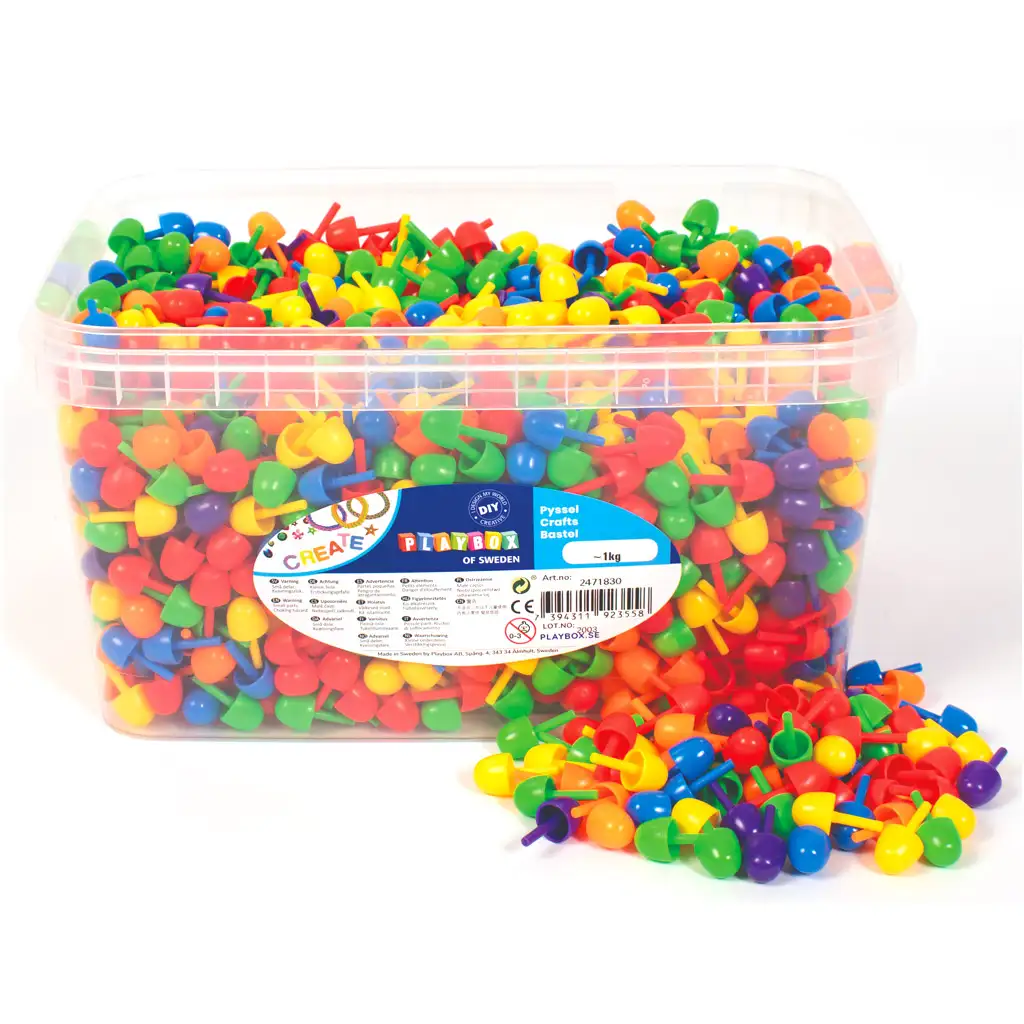 PlayBox: Színes mozaik pötyi 1600 db-os szett vödörben 1,5cm kép 1