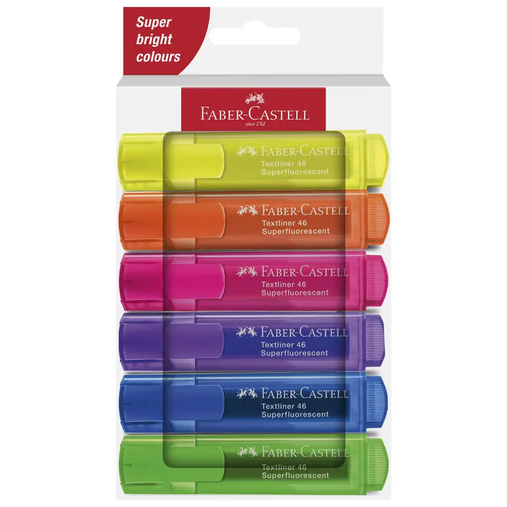 Faber-Castell: 1546 Neon fluorescent 6 db-os szövegkiemelő filctoll szett kép 1