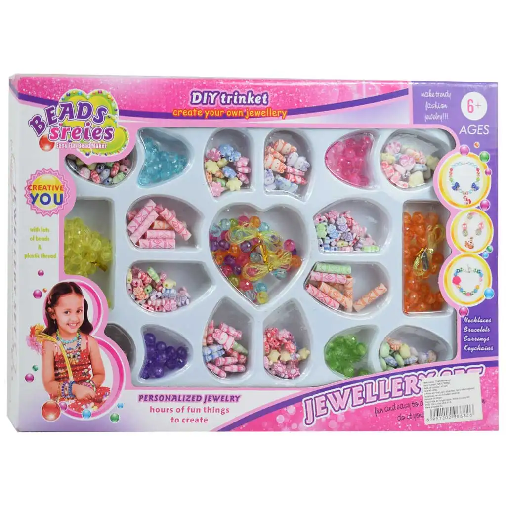 Beads Series: Schmuckherstellungsset mit über 200 bunten Perlen in verschiedenen Farben und Formen