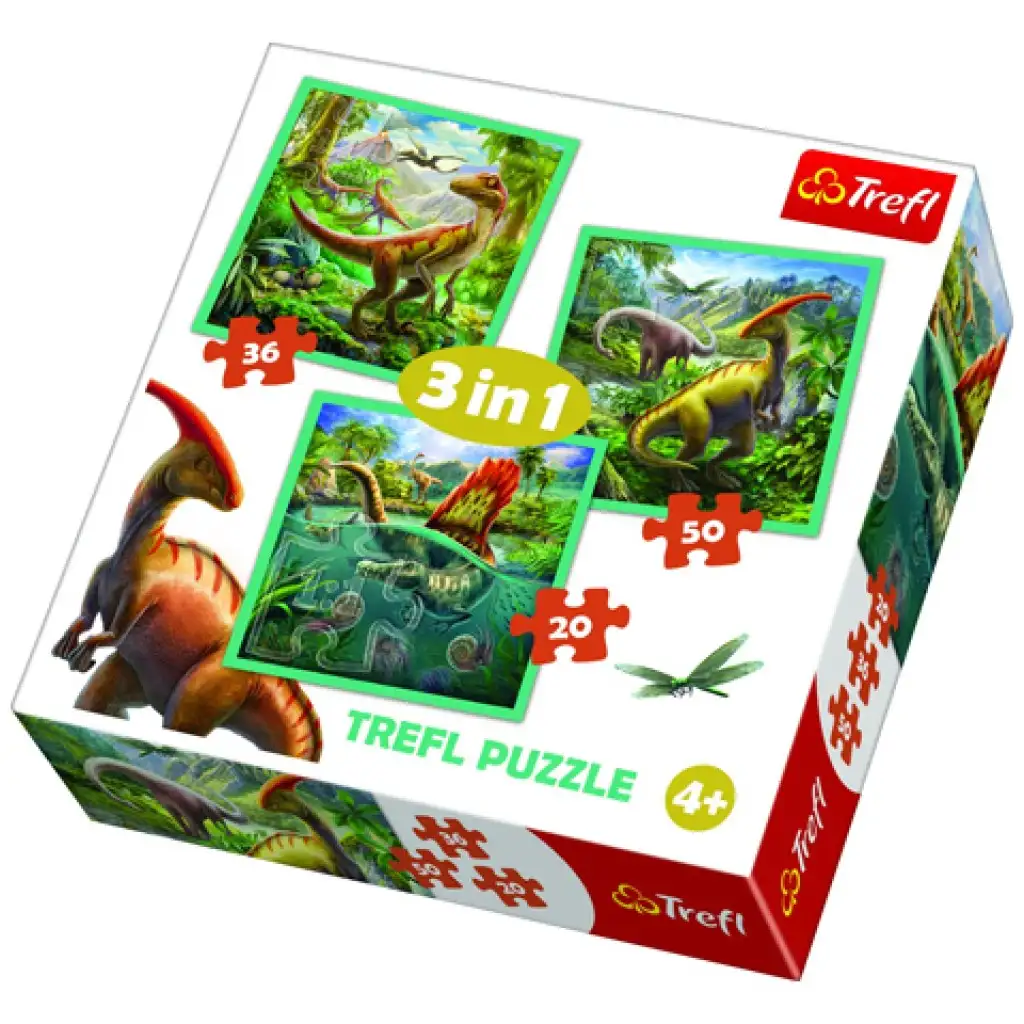 3-in-1 Dinosaurier-Puzzle-Set - Trefl