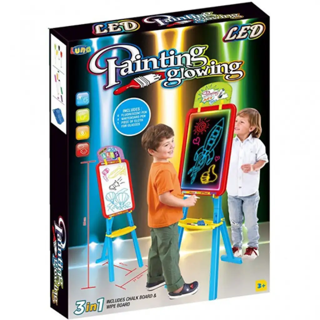 3-in-1 doppelseitige Zeichentafel in Blau 40x6x59cm