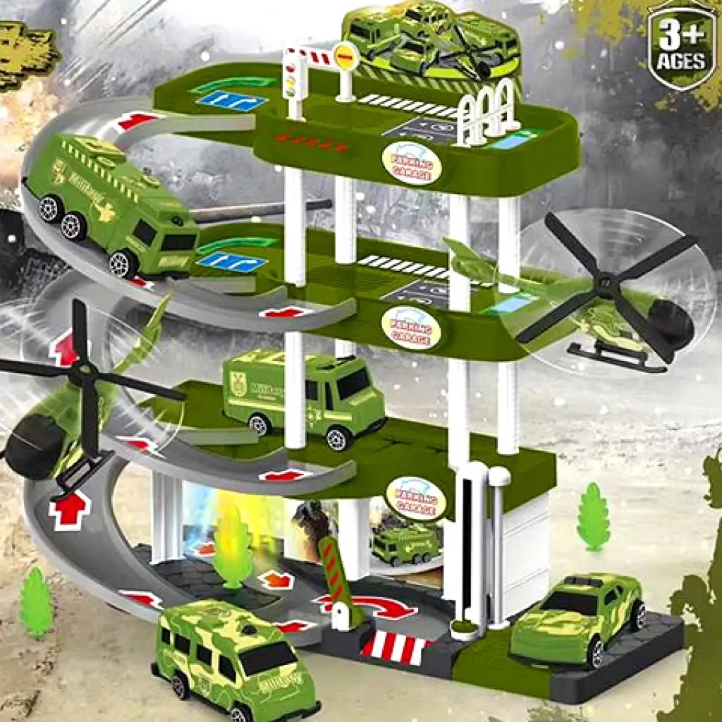 3-stöckiges Parkhaus mit Kampffahrzeugen, Licht und Ton kép 2