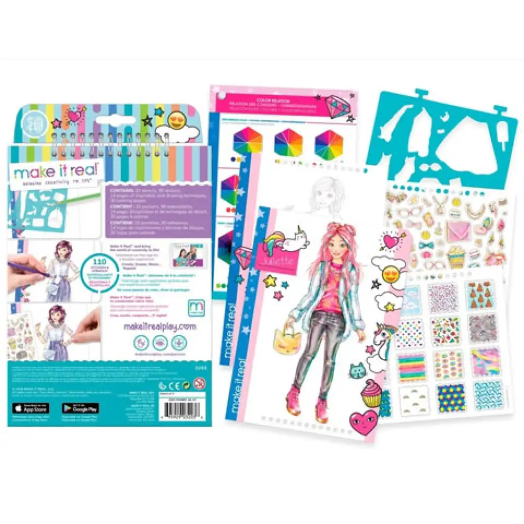 Make it Real: Mode-Design-Skizzenbuch mit Zubehör - Moderne Kleidung kép 2