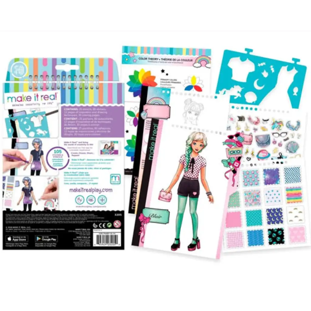 Make it Real: Mode-Design-Skizzenbuch mit Zubehör - Pastell Pop kép 2