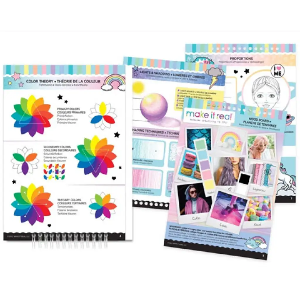 Make it Real: Mode-Design-Skizzenbuch mit Zubehör - Pastell Pop kép 3