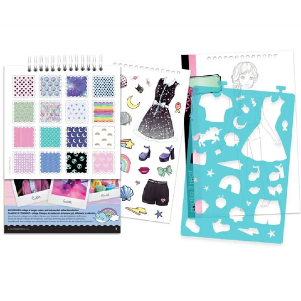 Make it Real: Mode-Design-Skizzenbuch mit Zubehör - Pastell Pop kép 4