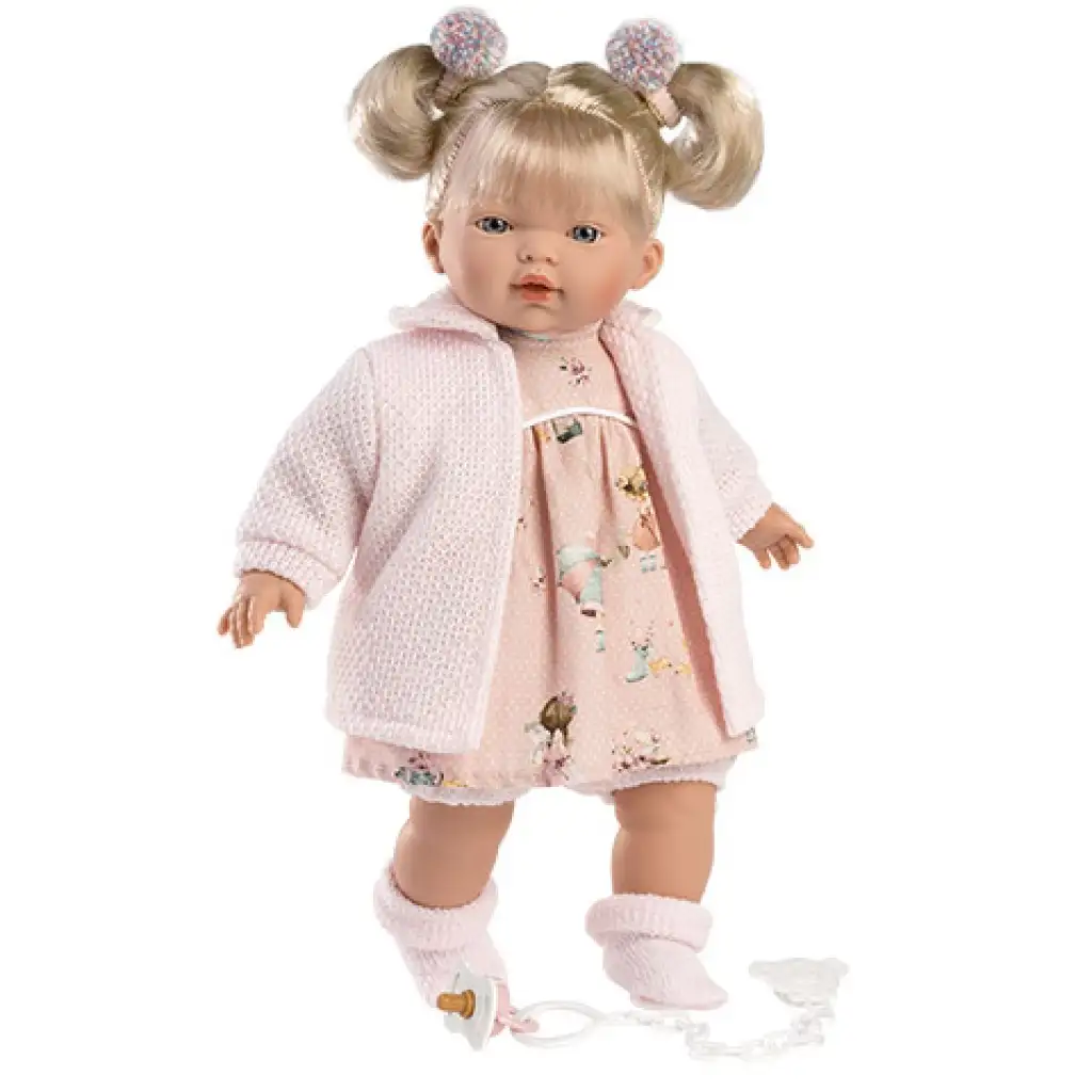 Llorens: Aitana weinende Puppe mit Schnuller, in rosa Strickjacke, 33 cm kép 2