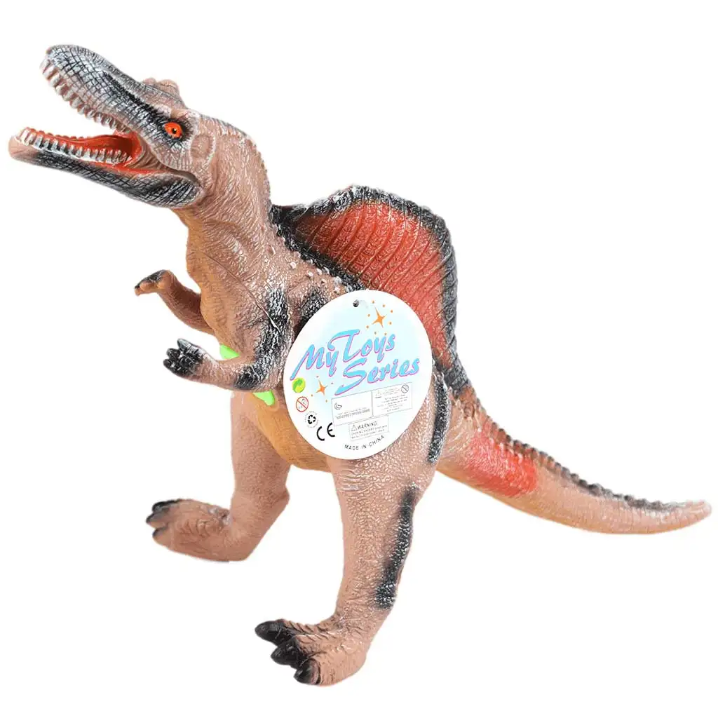 Dino World: Spinosaurus Dinosaurierfigur aus Vinyl mit Geräuschfunktion und Baumwollfüllung, 35 cm