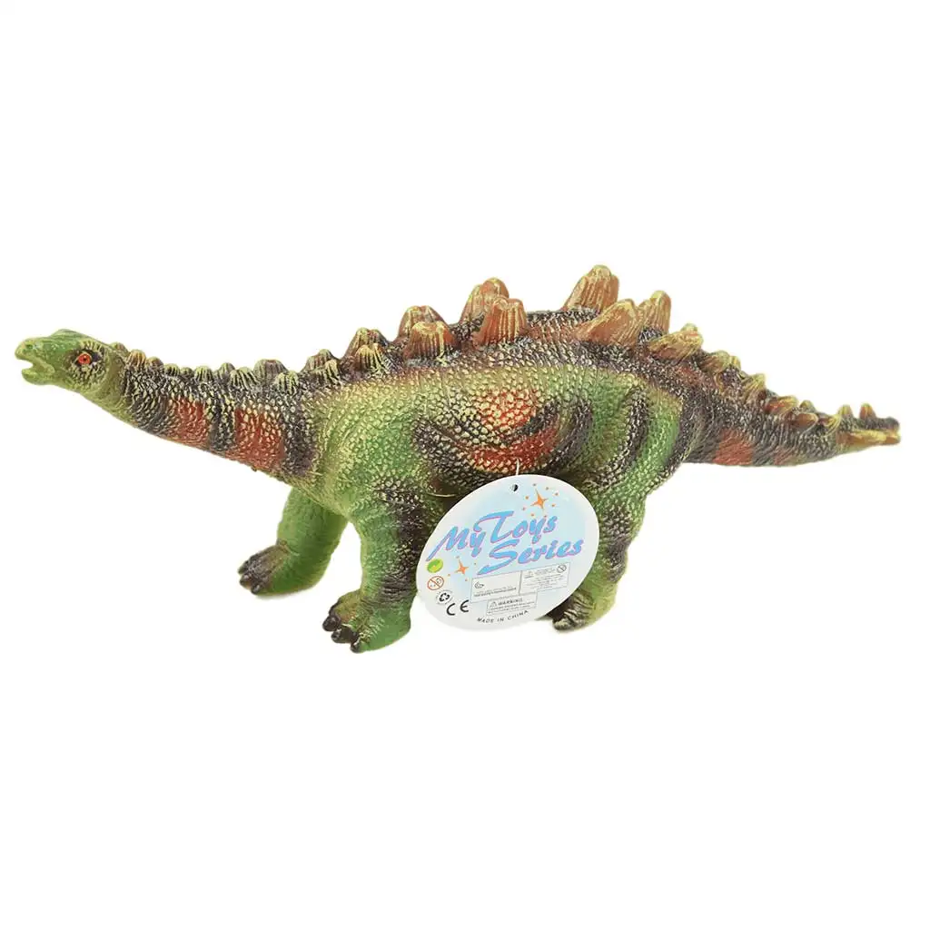 Dino World: Stegosaurus-Dinosaurierfigur aus Vinyl mit Geräuschfunktion und Baumwollfüllung, 35 cm