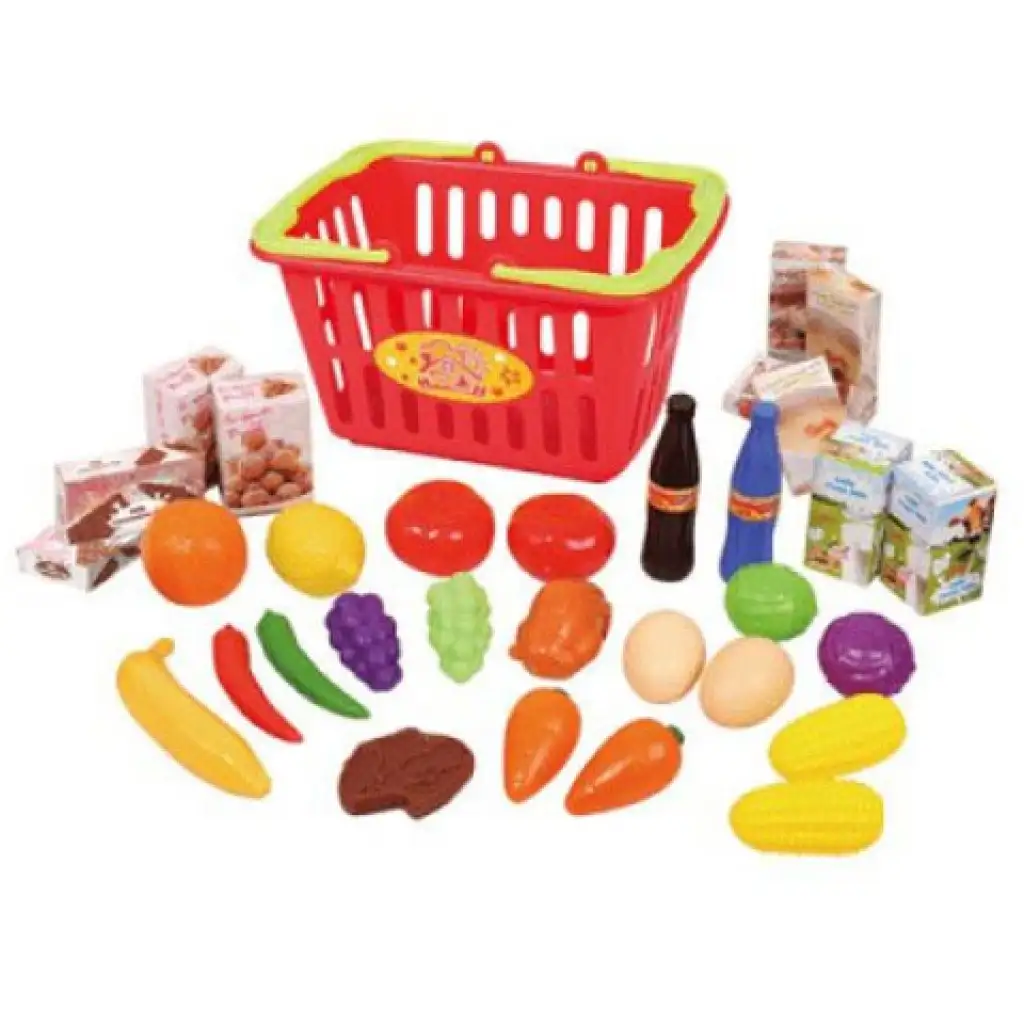 Playgo: Lebensmittelset im Einkaufskorb kép 2