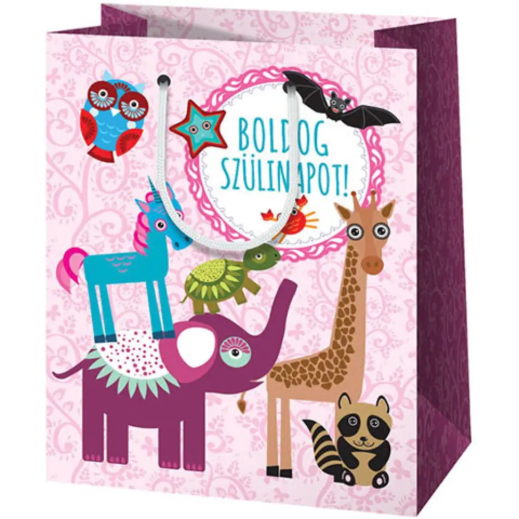 Alles Gute zum Geburtstag! Geschenkbeutel mit Tiermuster, gigantische Größe 40x56x20cm