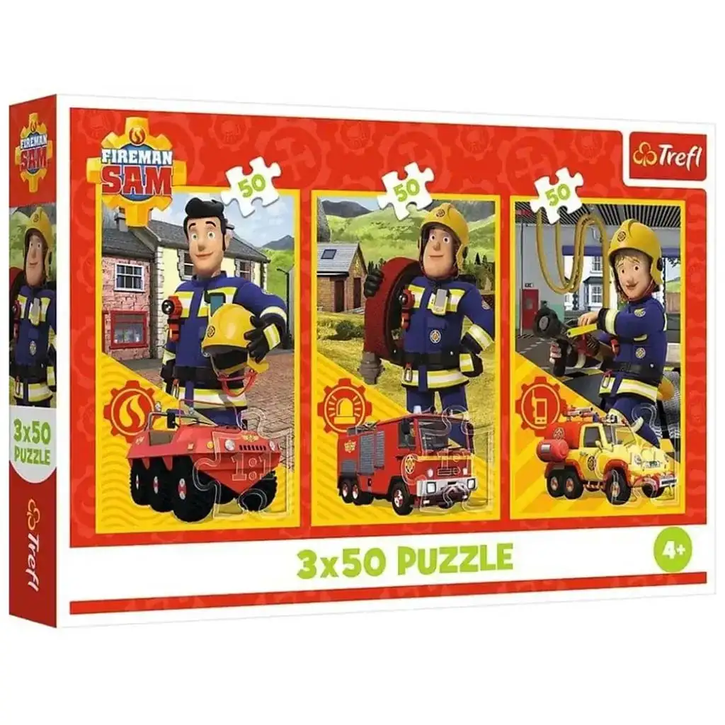 Sam der Feuerwehrmann: Das Feuerwehrteam 3x50 Teile Puzzle - Trefl