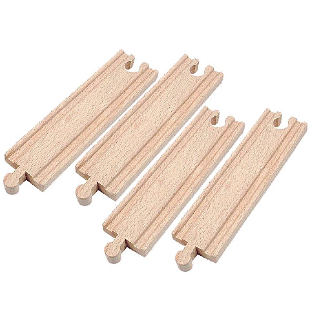 4 Stück gerade Schienenelemente aus Holz