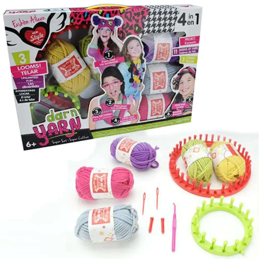 4-in-1 Webset mit buntem Garn